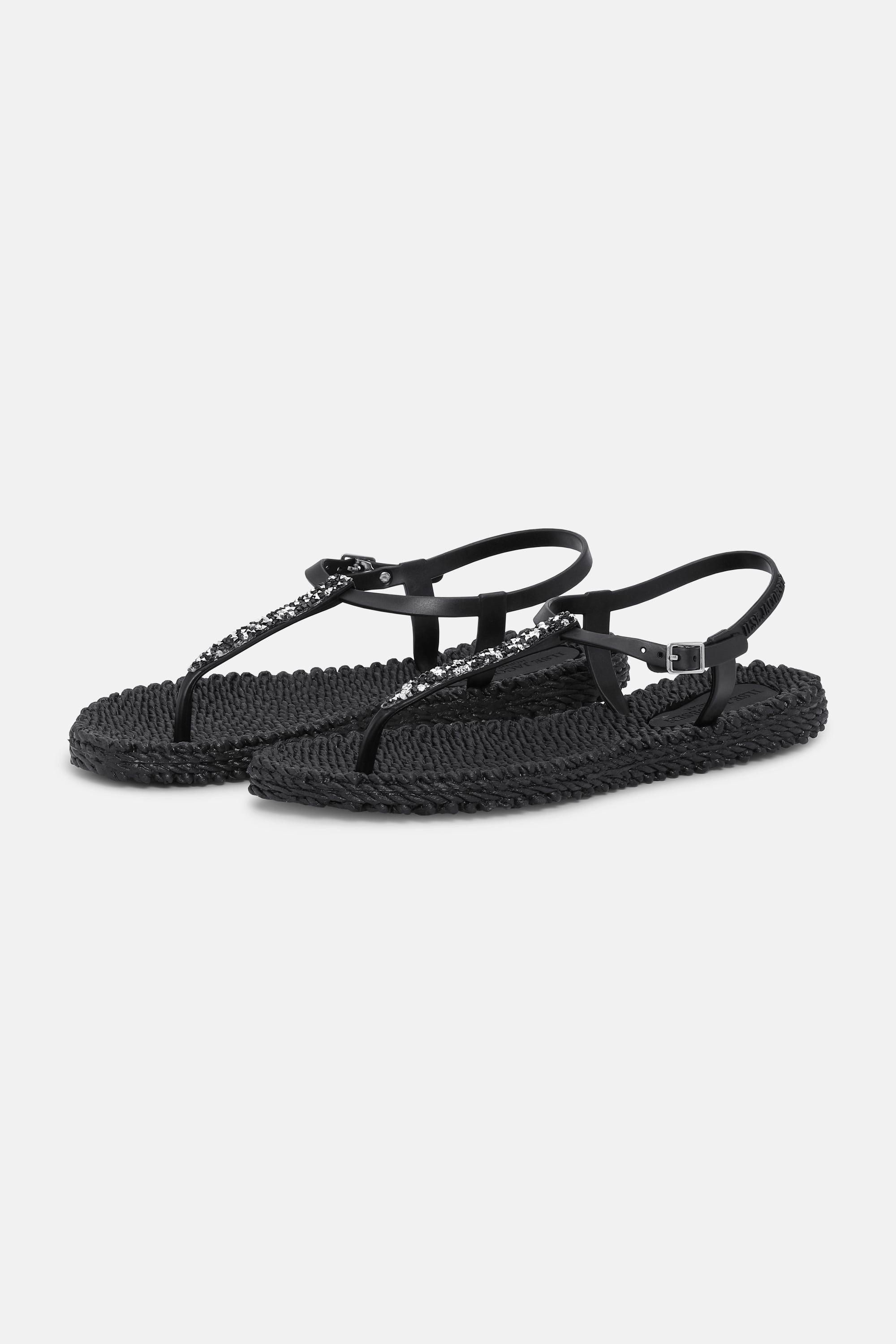Flip Flops With Rhinestones - Black